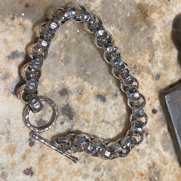 Silpada sterling hammered roll link bracelet